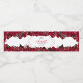 Red en Silver Floral Quinceanera Waterfles Etiket (Enkel label)