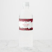 Red en Silver Floral Quinceanera Waterfles Etiket (Voorkant)