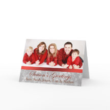 Red en Silver Photo Snowflake-kerstKaart