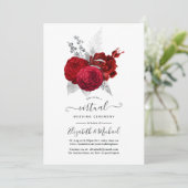 Red en Silver  Roos Online Virtual Wedding Kaart (Staand voorkant)