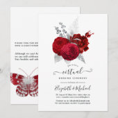 Red en Silver  Roos Online Virtual Wedding Kaart (Voorkant / Achterkant)