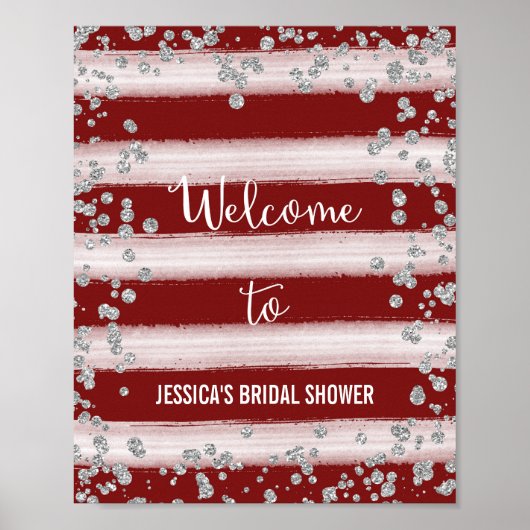 Red en Silver Welcome Poster Print (Voorkant)