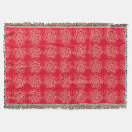 Red en Tan Mandala Pattern Blanket Deken
