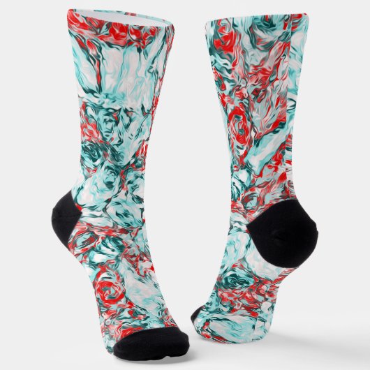 Red en Turquoise Abstract Sokken (Gebogen)