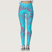 Red en Turquoise Spiral Tie Dye Leggings (Voorkant)
