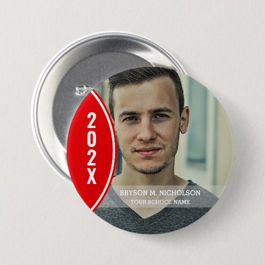 RED en White Afstuderen Photo Button (Voorkant /achterkant)