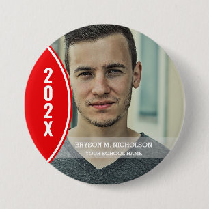 RED en White Afstuderen Photo Button