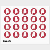 Red en White Alabama Ronde Sticker (Vel)