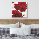 Red en White Amaryllis 2008 Canvas Afdruk (Insitu (Slaapkamer))