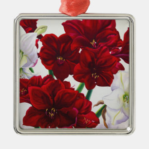 Red en White Amaryllis 2008 Metalen Ornament
