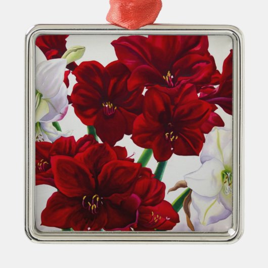 Red en White Amaryllis 2008 Metalen Ornament (Voorkant)