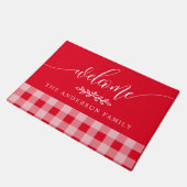 Red en White Buffalo Check Welkom, persoonlijk Deurmat (Schuin)