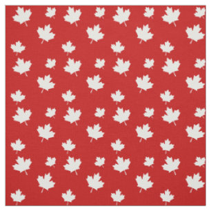 Red en White Canadian Flag Maple Leaf Pattern Stof