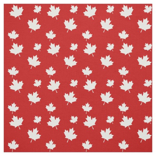 Red en White Canadian Flag Maple Leaf Pattern Stof (Swatch)