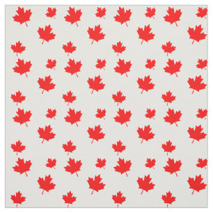 Red en White Canadian Flag Maple Leaf Pattern Stof