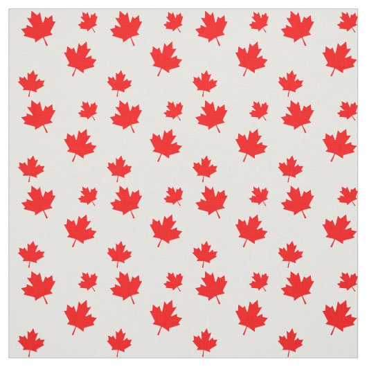 Red en White Canadian Flag Maple Leaf Pattern Stof (Swatch)