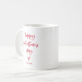 Red en White | Casual Script en Heart Valentijn Koffiemok (Voorkant links)