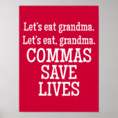 Red en White Commas Save Lives Funny Poster (Voorkant)
