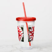 Red en White Dahlia Floral Acryl Drinkbeker (Links)