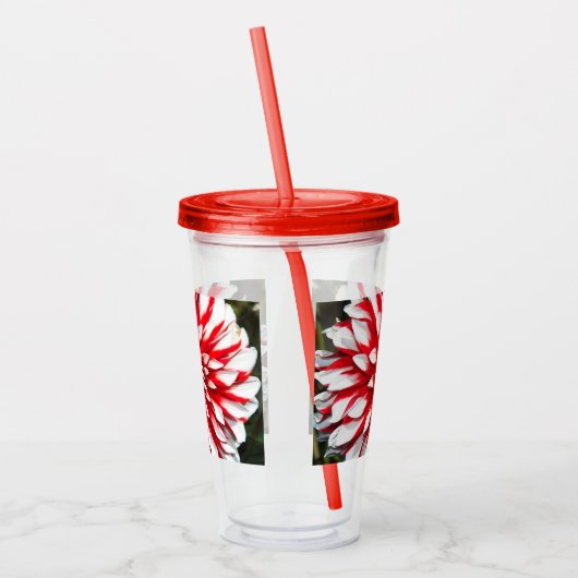 Red en White Dahlia Floral Acryl Drinkbeker (Links)