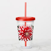 Red en White Dahlia Floral Acryl Drinkbeker (Voorkant)