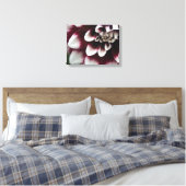 Red en White Dahlia Flower Canvas Afdruk (Insitu (Slaapkamer))