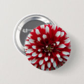 Red en White Dahlia Flower Ronde Button 5,7 Cm (Voorkant /achterkant)
