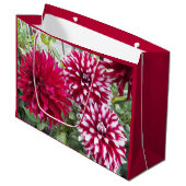 Red en White Dahlias Floral Groot Cadeauzakje (Voorkant Gekanteld)