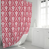 Red en White Damask Douchegordijn