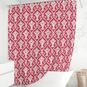 Red en White Damask Douchegordijn
