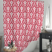 Red en White Damask Douchegordijn