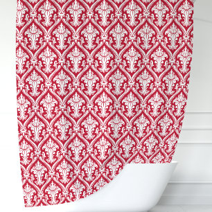 Red en White Damask Douchegordijn