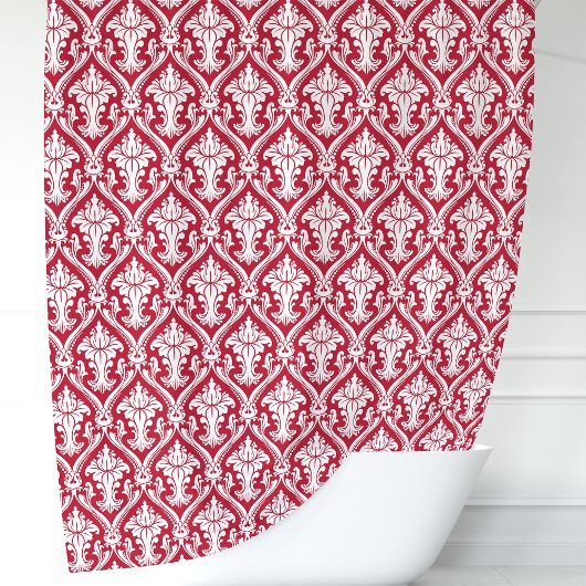 Red en White Damask Douchegordijn