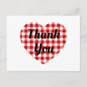 Red en White Gingham Heart Shape Dank je Briefkaart (Voorkant)