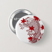 Red en White Koi Ronde Button 5,7 Cm (Voorkant /achterkant)