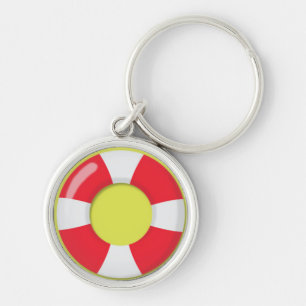 Red en White Lifeguard Rubber Ring Floatie Sleutelhanger
