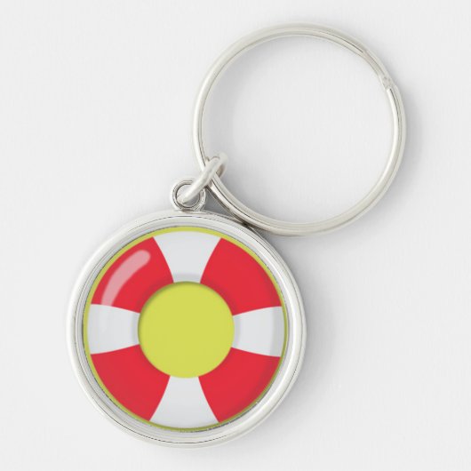 Red en White Lifeguard Rubber Ring Floatie Sleutelhanger (Voorkant)