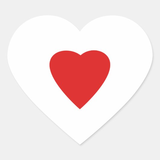 Red en White Love Heart Design. Hart Sticker (Voorkant)