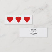 Red en White Love Heart Design. Mini Visitekaartje (Voorkant / Achterkant)