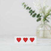 Red en White Love Heart Design. Mini Visitekaartje (Staand voorkant)