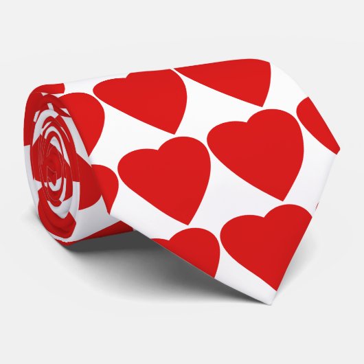 Red en White Love Heart Design. Stropdas (Opgerold)