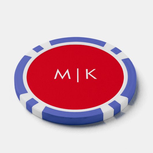 Red en White | Modern Monogram Poker Chips (Enkel)