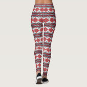Red en White Nordic Fair Isle Argyle Leggings (Achterkant)