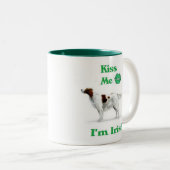 Red en White Setter-Kiss ik ben Iers Tweekleurige Koffiemok (Voorkant rechts)