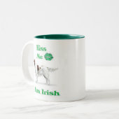 Red en White Setter-Kiss ik ben Iers Tweekleurige Koffiemok (Voorkant links)