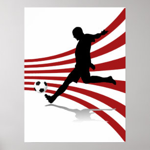 Red- en White Soccer Player Poster