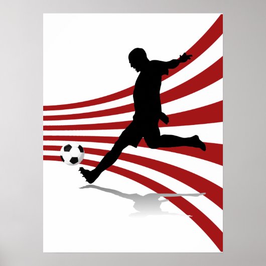 Red- en White Soccer Player Poster (Voorkant)