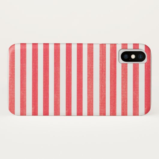 Red en White Stripe Apple iPhone X Hoesje (Achterkant (horizontaal))