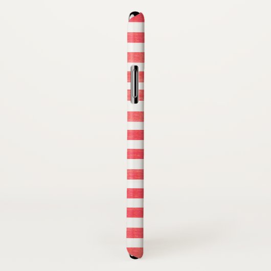 Red en White Stripe Apple iPhone X Hoesje (Achterkant / rechts)