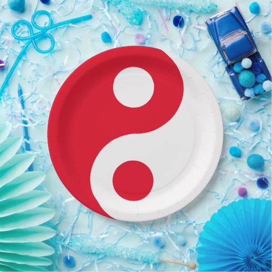 Red en White Yin Yang Papieren Bordje (Feest)